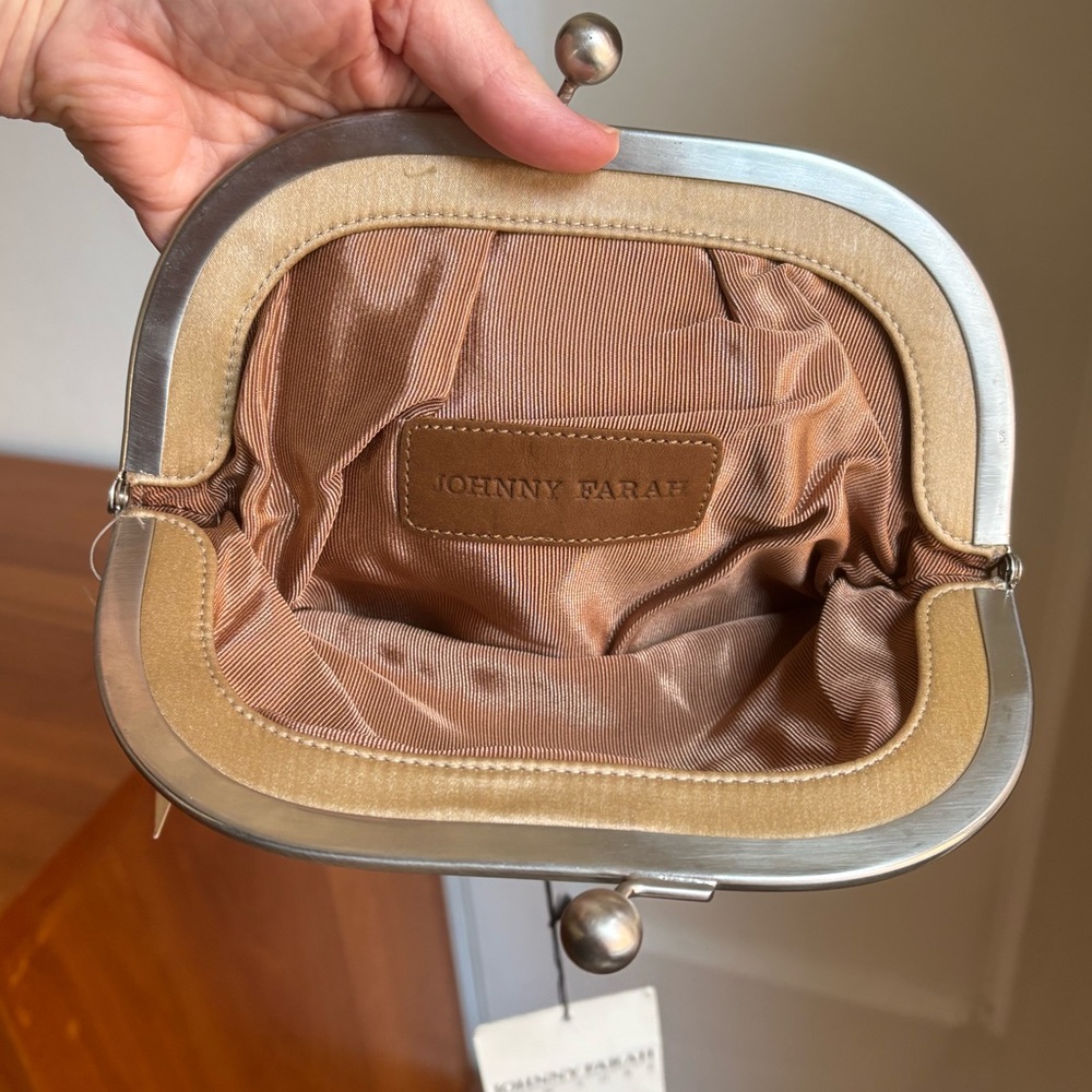 Johnny Farah New York Satin Kiss-Lock Wristlet Clutch